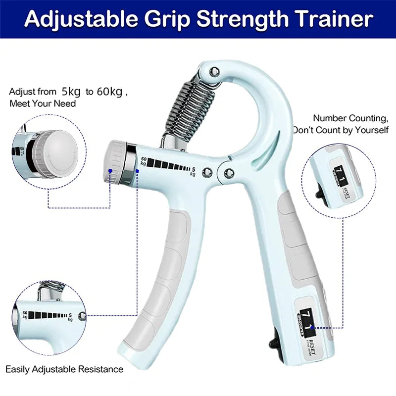 Adjustable Professional Hand Grip Strengthener (5-60kg) with Mechanical Counter