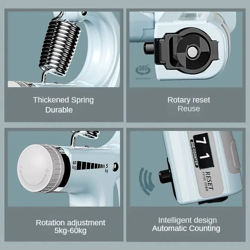 Adjustable Professional Hand Grip Strengthener (5-60kg) with Mechanical Counter